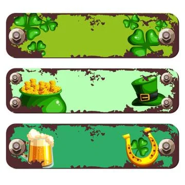 Banners with rust and screws for St. Patrick s Day Stock Illustration