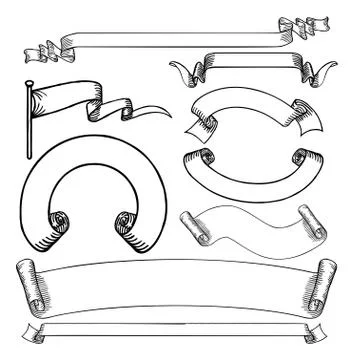 Banners Scrolls and Ribbons Set 스톡 일러스트