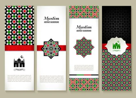 Banners set of islamic. Uae color design. Stock Illustration