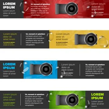 Banners set with photo camera Stock Illustration