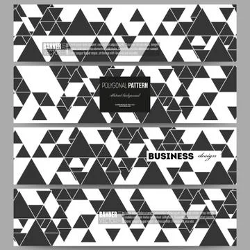 Banners set. Triangular vector pattern. Abstract black triangles on white Stock Illustration