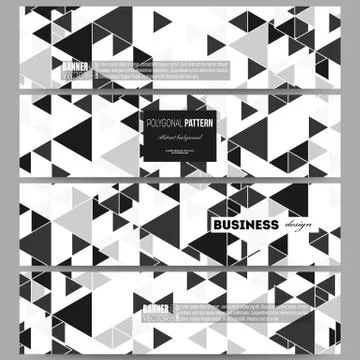 Banners set. Triangular vector pattern. Abstract black triangles on white Stock Illustration