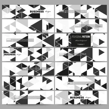Banners set. Triangular vector pattern. Abstract black triangles on white Stock Illustration