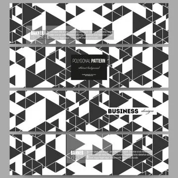 Banners set. Triangular vector pattern. Abstract black triangles on white 스톡 일러스트