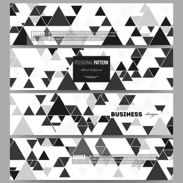 Banners set. Triangular vector pattern. Abstract black triangles on white Stock Illustration