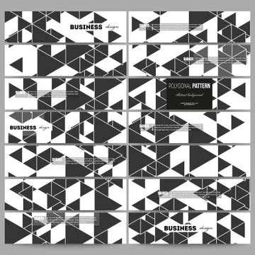 Banners set. Triangular vector pattern. Abstract black triangles on white Stock Illustration