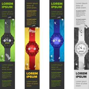 Banners set with watches Stock Illustration