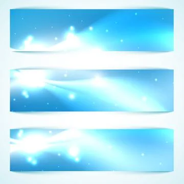Banners shine in the space. with place for text Illustrazione stock