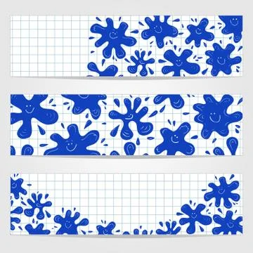 Banners with smiling ink blots Illustrazione stock