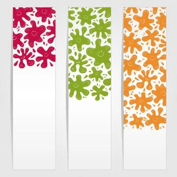 Banners with smiling ink blots Stock Illustration