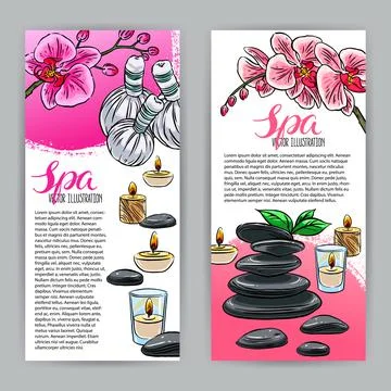 Banners of spa accessories Stock Illustration