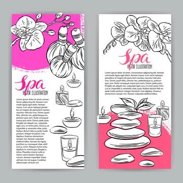 Banners of spa accessories Illustrazione stock