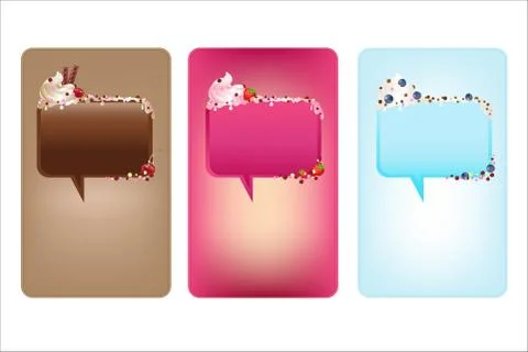 Banners with speech bubbles with ice-cream Stock Illustration