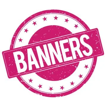 BANNERS stamp sign magenta pink Stock Illustration