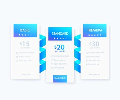 Banners for tariffs, pricing table and plans, vector template Stock Illustration