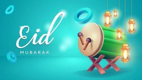 Banners Template Eid Mubarak Concept Stock Illustration