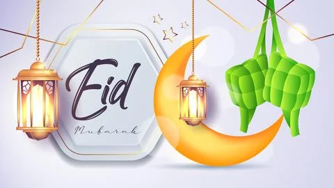 Banners Template Eid Mubarak Concept Stock Illustration