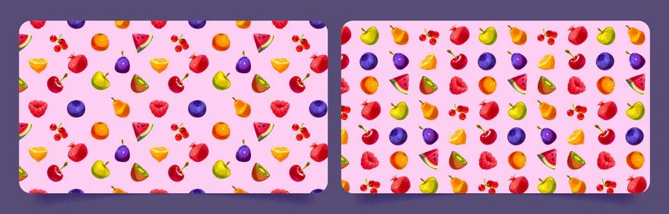Banners template with pattern of fruit and berries Stock Illustration