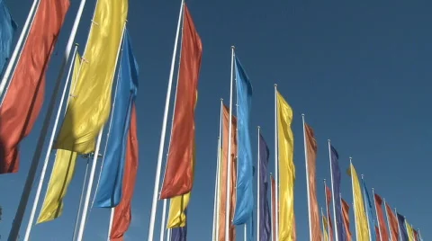 Banners waving to the wind Stock Footage 619210
