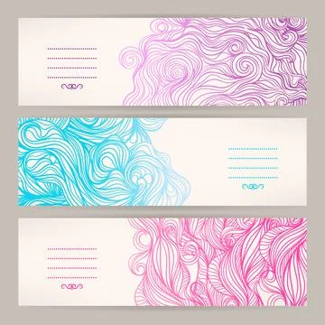 Banners with wavy patterns Stock Illustration