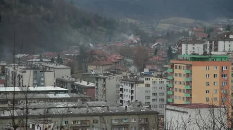 Banovici Panorama Wide Stock Footage 11630663