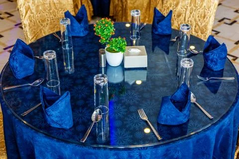 Banquet Catering Table Set Up Stock Photos