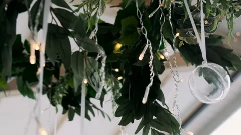 Banquet hall decorated Stock Footage 172043985