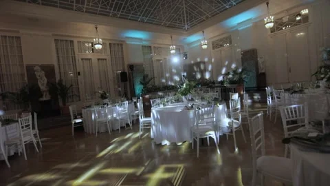 Banquet hall in the spotlight Stock Footage 300031355
