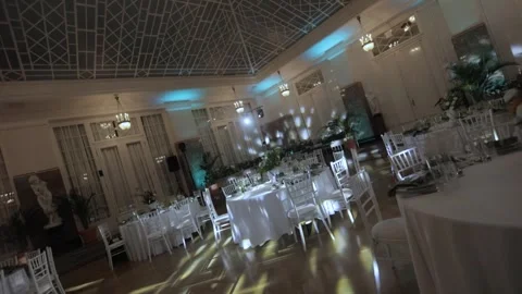 Banquet hall in the spotlight Stock Footage 300031363