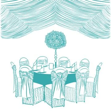 Banquet table with chairs Illustrazione stock