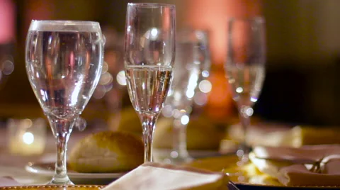 Banquet Table Champagne Stock-Footage 53527415