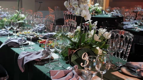 Banquet table Stock Footage 194694074