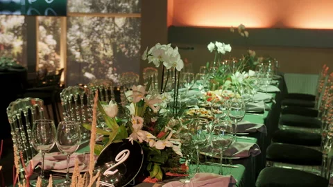 Banquet table Stock Footage 194694095