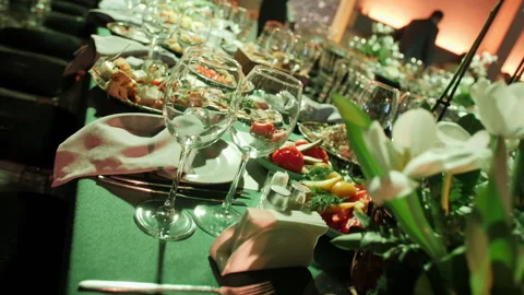 Banquet table Stock Footage 194694312