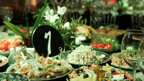 Banquet table Stock Footage 194694322