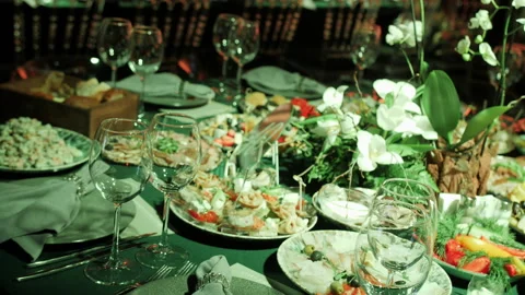 Banquet table Stock Footage 194694324