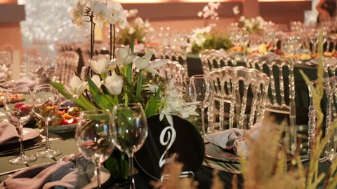 Banquet table Stock Footage 194694328