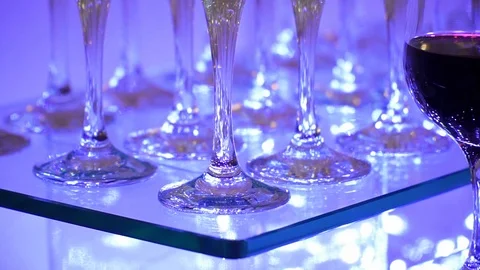 Banquet table with glasses Video stock 98222276