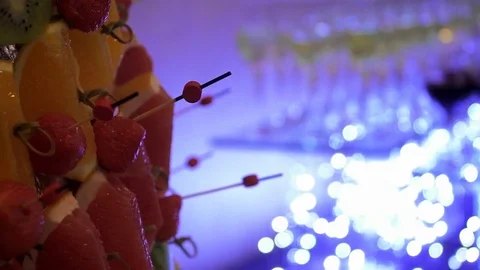 Banquet table with glasses Video stock 98222320