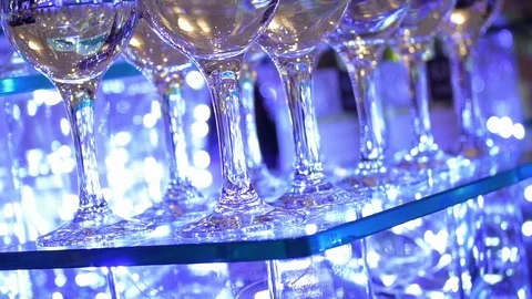 Banquet table with glasses Stock Footage 98222426