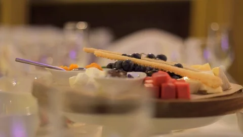 Banquet table with glasses Stock-Footage 98223214