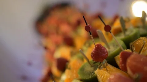 Banquet table with glasses Stock Footage 98224642