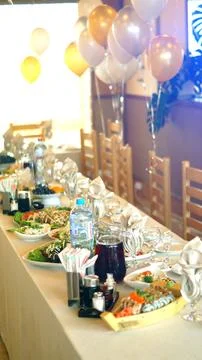 Banquet table. Stock-Fotos