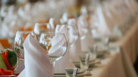 Banquet table setting Stock Footage 69052034