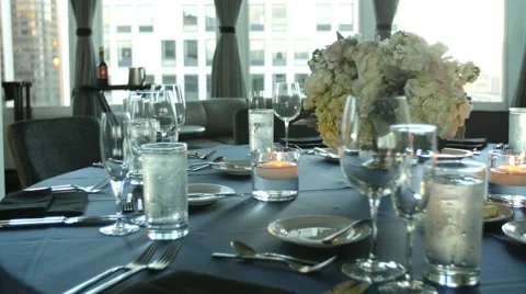 Banquet table slow pan Stock-Footage 57095863