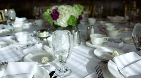 Banquet Table Wide Stock Footage 49450835