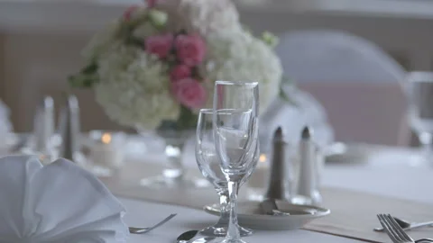 Banquets, tables set ups. Stock Footage 167745470