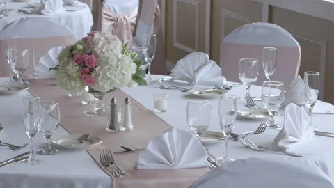 Banquets, tables set ups. Stock Footage 167745479