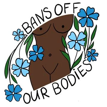 Bans off our bodies hand drawn illustration with woman African American black Stock Illustration