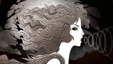 Banshee ghost screaming in a dark forest 스톡 동영상 342367526